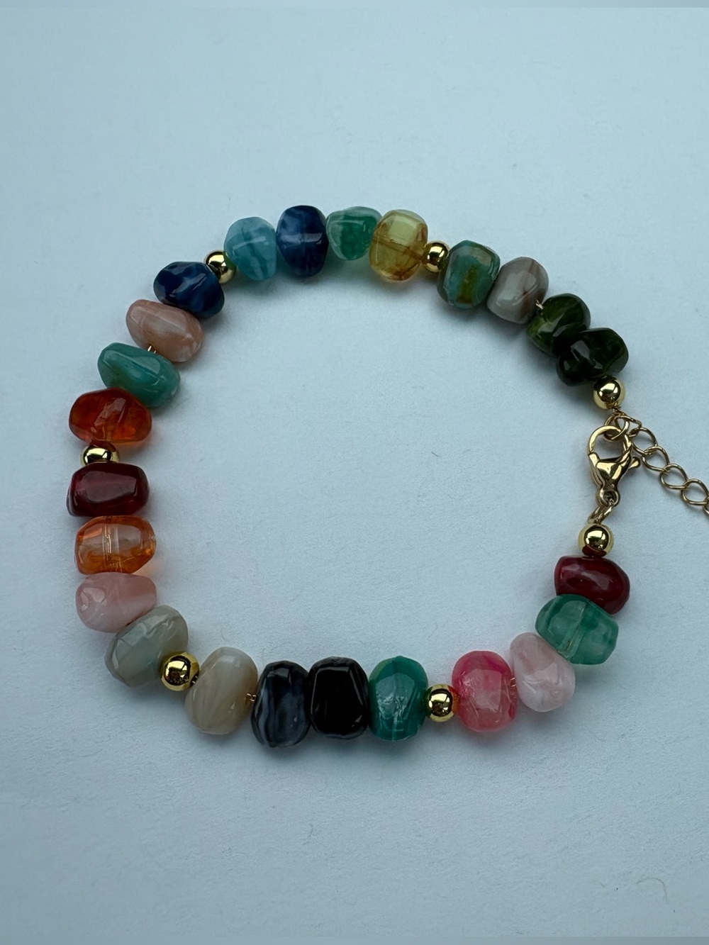 454: Multicolor Beaded Women’s Bracelet with Gold Accents
